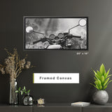 Motorcycle In Field Frames Canvas Art