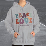 Ladies Retro Peace Love Motorcycles Hooded Sweatshirt