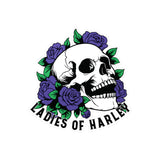 Ladies of Harley Skull and Rose Motorcycle Helmet Decal