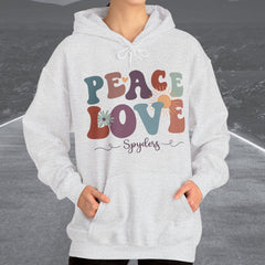 Ladies Retro Peace Love Spyders Hooded Sweatshirt