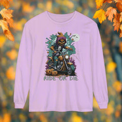 Halloween Biker Long Sleeve Crew Neck TShirt
