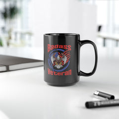 Badass Veteran Black Coffee Mug, 15oz