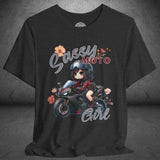 Sassy Motorcycle Girl Crew Neck TShirt