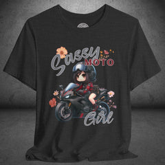 Sassy Motorcycle Girl Crew Neck TShirt