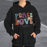 Ladies Retro Peace Love Spyders Hooded Sweatshirt