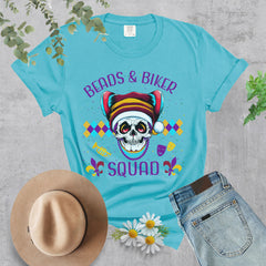 Beads & Biker Squad Mardi Gras Themed Crew Neck TShirt