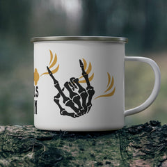 Wheels Down Motorcycle Enamel Camping Mug 12oz