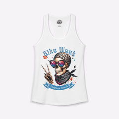 Daytona Bike Week 2026 Women's Racerback Tank | Hipster Skull