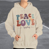 Ladies Retro Peace Love Spyders Hooded Sweatshirt