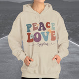 Ladies Retro Peace Love Spyders Hooded Sweatshirt