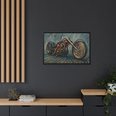 Chopper Motorcycle Framed Canvas Print