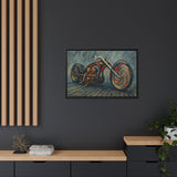 Chopper Motorcycle Framed Canvas Print