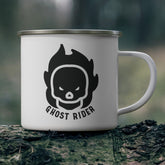 Motorcycle Ghost Skull Enamel Camping Mug 12oz