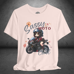 Sassy Motorcycle Girl Crew Neck TShirt