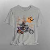 Spooky Season Biker Witch Halloween Crew Neck TShirt