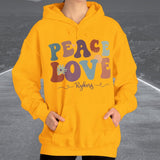 Ladies Retro Peace Love Rykers Hooded Sweatshirt