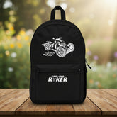 Black backpack with Can-Am Ryker graphic on a white background