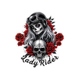 Ladies Rider Skull and Rose Motorcycle Helmet Decal