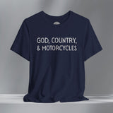 God, Country, & Motorcycles Crew Neck TShirt
