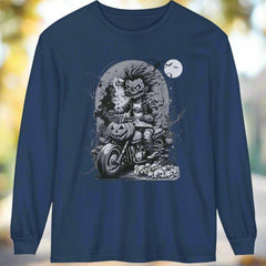 Halloween Biker Long Sleeve Crew Neck TShirt