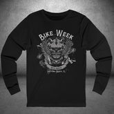 Daytona Bike Week 2025 Bearded Winged Skull Long Sleeve Crew Neck TShirt