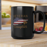 American Veteran Daughter Black Coffee Mug, 15oz