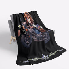Chibi Girl Motorcycle Cottagecore Sherpa Blanket