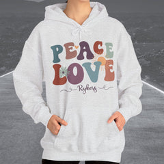 Ladies Retro Peace Love Rykers Hooded Sweatshirt