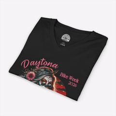 Daytona Bike Week 2026 Boho Biker Girl V-Neck TShirt