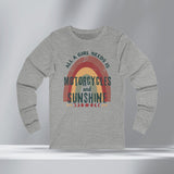Women's Boho Motorcycle Long Sleeve Crew Neck TShirt