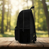Black backpack on a white background