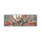 European City Motorcycle Abstract Framed Canvas Art