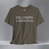 God, Country, & Motorcycles Crew Neck TShirt