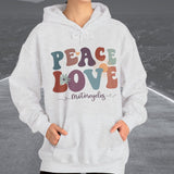 Ladies Retro Peace Love Motorcycles Hooded Sweatshirt