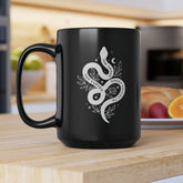 TN-421 The Snake Boho Black Coffee Mug, 15oz