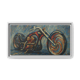 Chopper Motorcycle Framed Canvas Print