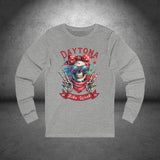 Ladies Daytona Bike Week 2025 Hipster Skull Long Sleeve Crew Neck TShirt