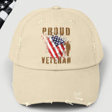 Proud American Veteran Distressed Dad Hat