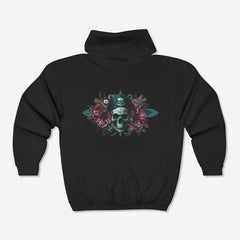 Vintage Pirate Skull Crossbones Zipper Hoodie
