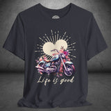 Ladies Boho Vintage Motorcycle Crew Neck TShirt