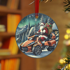 Can-Am Spyder Santa Aluminum Christmas Ornament