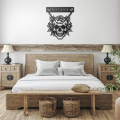 Skull and Rose Customized Steel Wall Art