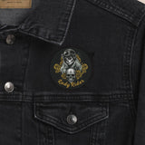 Lady Rider Skull & Gold Roses Printed Motorcycle Patch