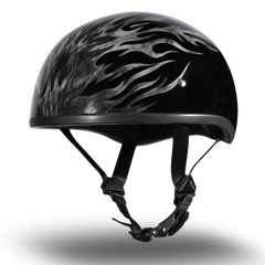 Motorcycle Graphic Half Face Helmet | Ignite Grey Flames