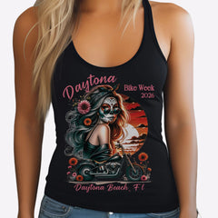 Daytona Bike Week 2026 Women's Day of the Dead Racerback Tank Top
