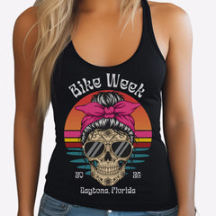 Daytona Bike Week 2026 Women's Boho Skull Racerback Tank