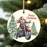 Biker Mrs. Claus Motorcycle Christmas Ornament