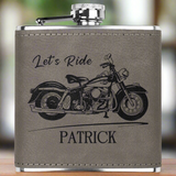 Motorcycle Themed Customized Laser Engraved Flask 6oz
