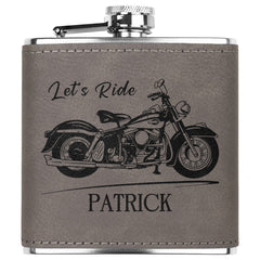 Motorcycle Themed Customized Laser Engraved Flask 6oz