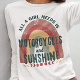 White sweatshirt with a graphic design featuring a rainbow and text on a gray background